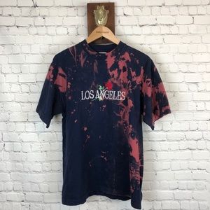 LOS ANGELES roses print bleached shirt